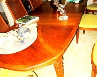 Fabulous Walnut Dinning Table for 12 with matching wicker back chairs---all exceptional