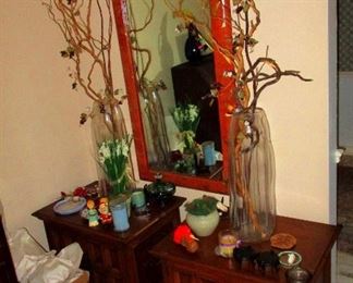 End tables for lamps with odd gnarled stick art