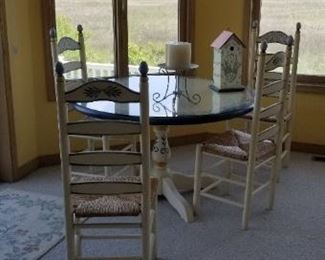 Hand-painted, artist-signed table & chairs