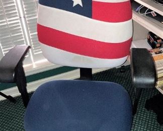 Red, white, and blue office chair