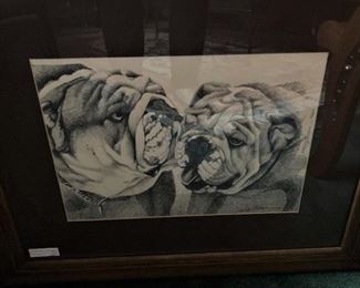 Pug dogs charcoal art