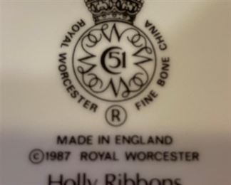 Royal Worcester - "Holly Ribbons" (Made in England)