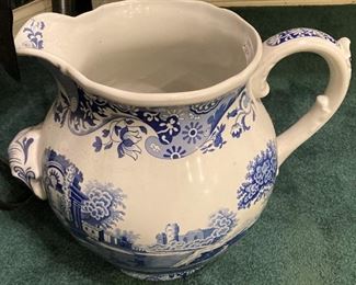 Large blue & white pitcher