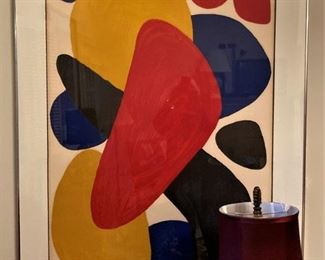 Framed abstract art by Alexander Calder (July 22, 1898 – November 11, 1976---He redefined sculpture by introducing into it the element of movement.)