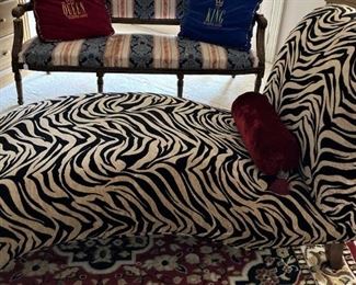 Zebra fabric chaise lounge
