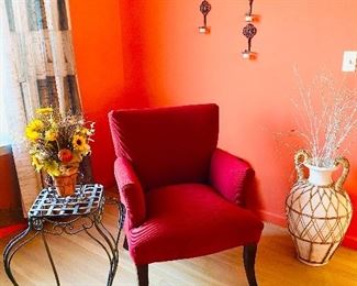 Steel stool for the plant fixture, Accent Chair, Wall Candle Holders, Heavy Floor Vase with Winter Stems