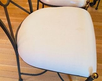 Wrought Iron Fortunoff Dining Chairs has gold accent in the corners