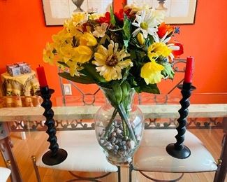 Pair of Candlelight holders, Glass Vase
