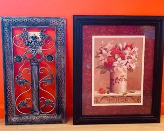 Framed Art on the right, Steel Wall Art on the left