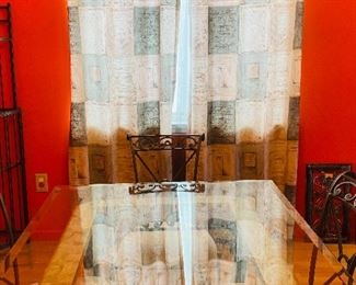 Dining Area Curtain with Curtain Rod that has Leaf Ends