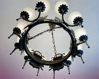 View from Below of this One of a Kind Antique Chandelier imported from Malta