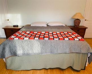 King Size STEARNS & FOSTER Bed with Cora Luxury Firm Mattress; Pair of Side Tables, Lamp, Sony Alarm Clock