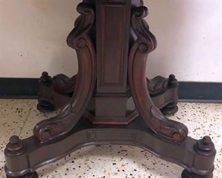 Oval Walnut Victorian Marble Top Parlor Table