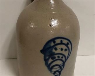 Blue Decorated Fort Edwards N.Y. Tornado Jug