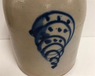 Blue Decorated Fort Edwards N.Y. Tornado Jug