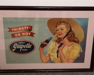 Framed "Grapette" Advertising Sign
