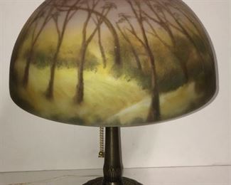 Reverse Painted Art Glass Lamp