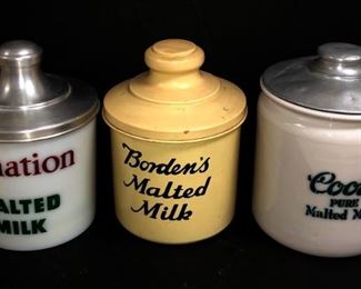 Carnation, Borden's, Coors Malted Milk Jars