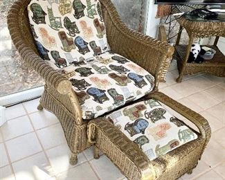 Wicker Chair and Ottoman