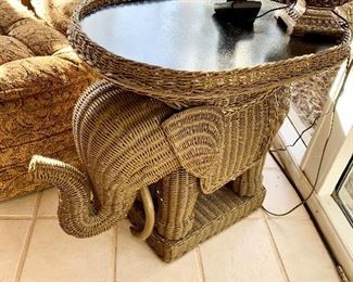 Wicker Elephant Side Table
