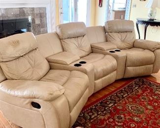 Leather Reclining Sofa - Theater Seats