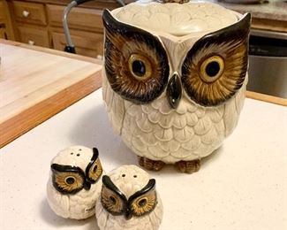 Mid Century Owl Salt, Pepper, Decanter