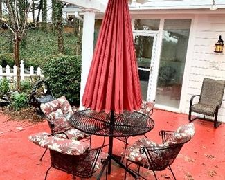 Wrought Iron Dining Set w/Umbrella