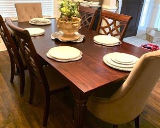 Bernhardt dining table with 4 side chairs & 2 upholstered chairs (priced separately)
