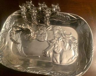 Arthur Court horse tray & horse napkin rings