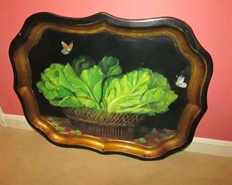 •	Item 37: Ian Logan of London Toleware metal tray. 22”wide x 17.5” tall x 1”deep. PRICE: $25.00