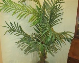 •	Item 38: Faux Potted palm plant in foam planter. Approximately 51”wide x 49”deep x 75” tall. PRICE: $40.00