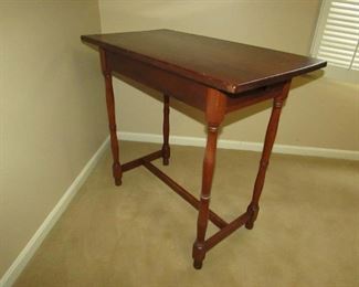 •	Item 76: Antique 1-drawer stand / tavern style table. As expected wear and scuffs. 32”wide x 17”deep x 29” tall. PRICE: $150.00