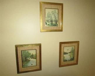 •	Item 78: Three small framed prints. 8” wide x 9.5” tall. PRICE FOR 3: $20.00.
