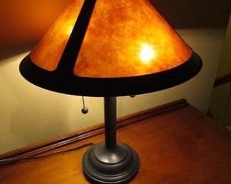 •	Item 86: Modern mission-style table lamp. 15”wide x 21” tall. PRICE: $40.00