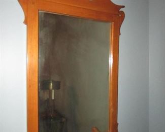 •	Item 90: Maple wall mirror. No manufacturer markings. 22”wide x ¾” deep x 35” tall. PRICE: $35.00