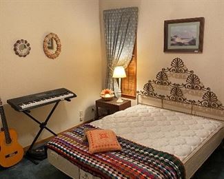 DOUBLE BED WITH DECORATIVE METAL HEADBOARD/NICE  AFIGAN