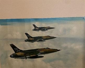 OIL PAINTING OF BOMBER JETS 