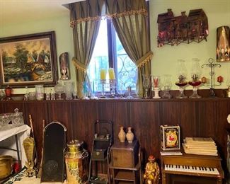 Humidor Box, Tobacco Stand, oil Lamps, Small older Toy piano