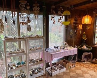 Shell hangings, Macrame, wind chimes and plenty more stones and gems
