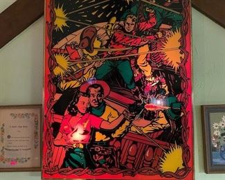 Lighted Pop Art Cowboy Cowgirl Western piece - possibly Pinball glass?