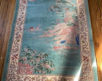 Oriental Figural Scene Area Rug Accent Carpet