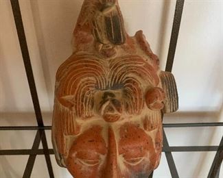 $140 VINTAGE MEXICAN POTTERY BUST (AZTEC/MAYAN)