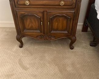 $150 DREXEL SOLID WOOD NIGHT STAND WITH DRAWER AND CABINET STORAGE. 2 AVAILABLE.