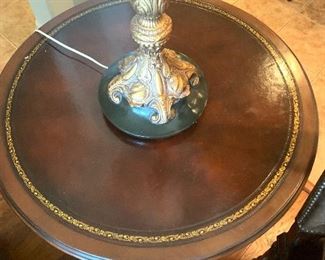 $325 CLASSIC LEATHER TOPPED PEDESTAL TABLE
