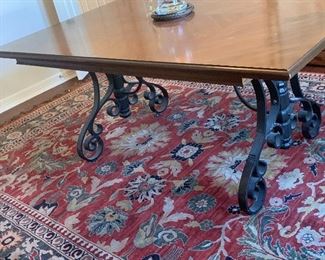 $300 WOOD AND IRON DINING TABLE.  VERY HEAVY, STURDY MANUFACTURING.  EASY FIT IN ANY DECOR STYLE