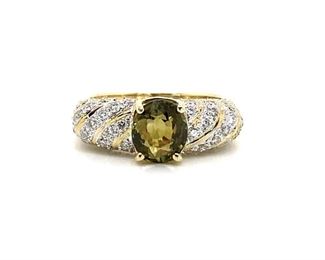 1.99 Carat Natural Alexandrite (GIA Report) and .72 Carat Diamond Ring in 18k Yellow Gold; $7000