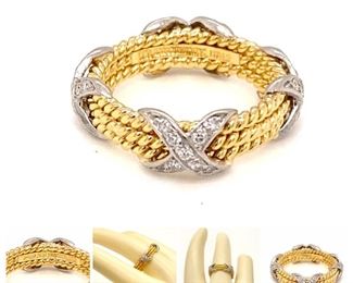 Tiffany & Co Ladies Diamond Rope Band in 18k Two-Tone Gold; $6000