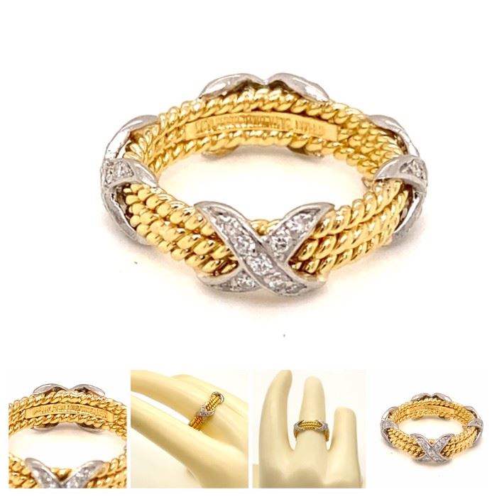Tiffany & Co Ladies Diamond Rope Band in 18k Two-Tone Gold; $6000
