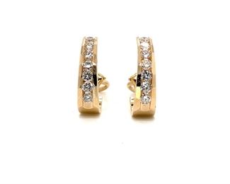High Grade ~1.12 Carat Channel Set Diamond Earrings in 14k Yellow Gold; $3150 Retail