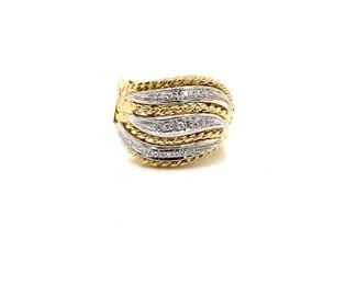 Ladies Platinum and 18k Gold Diamond Ring; $3699 Retail